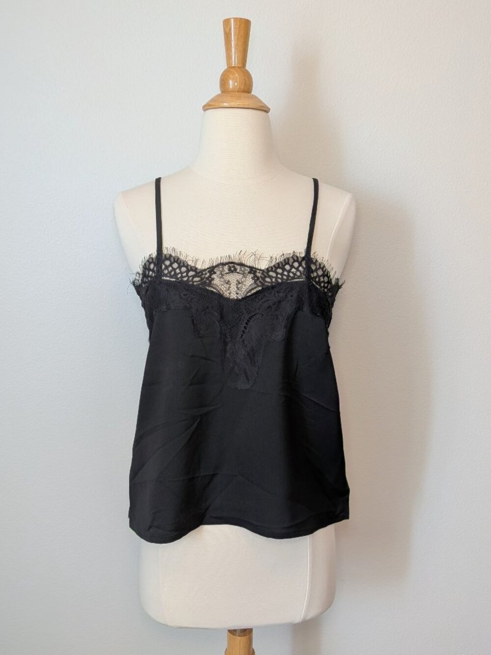 Lulus Maddox Black Satin Lace Cami